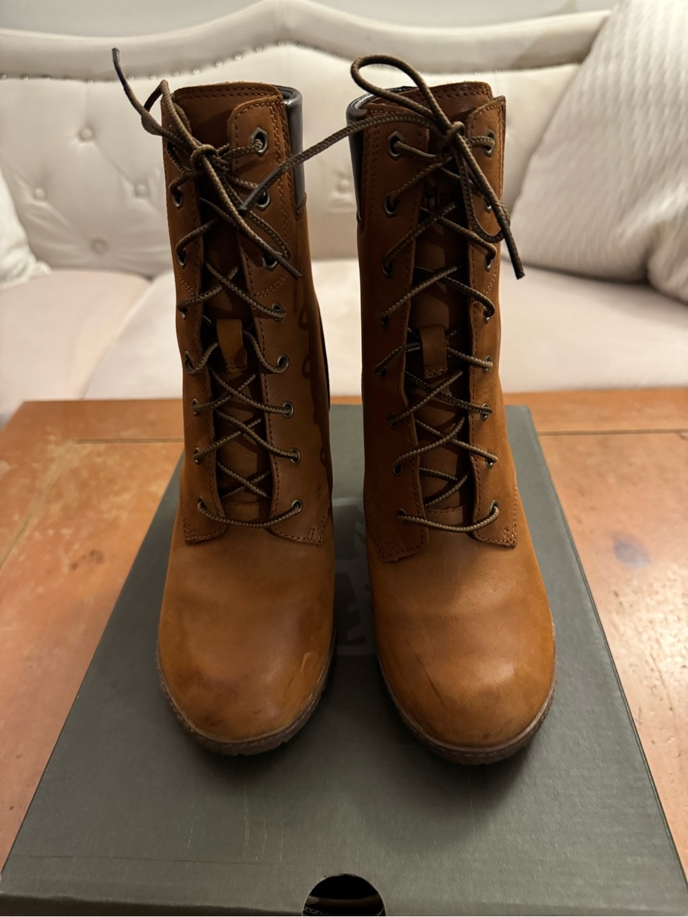 Timberland Women's Tan Lace-Up Leather Boots